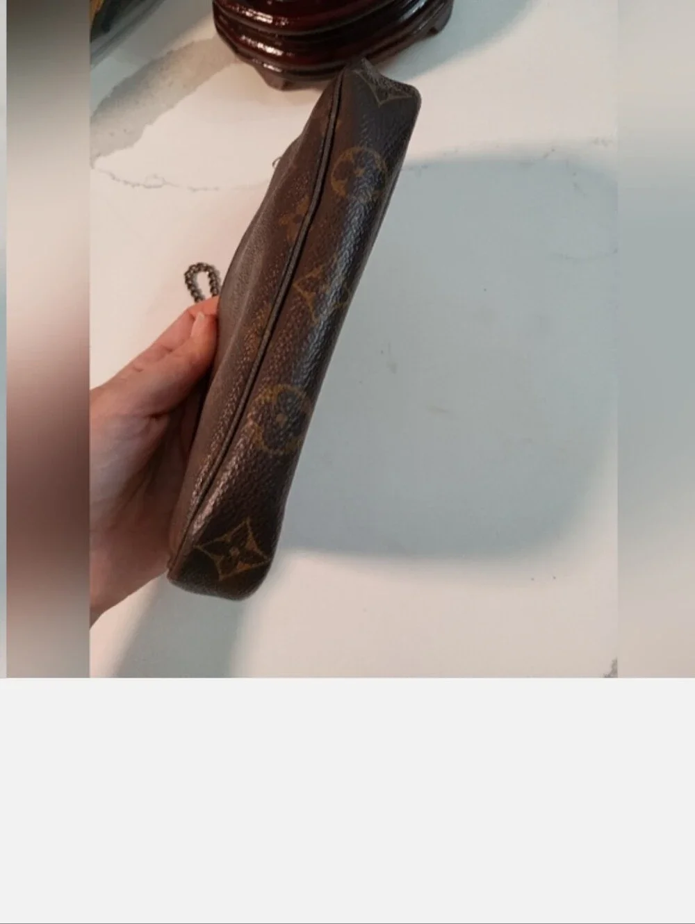 Authentic Louis Vuitton Monogram Pochette Accessoires Chain Wristlet Bag